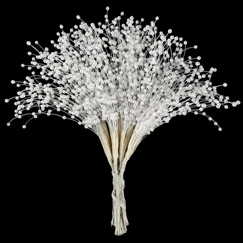 100 pcs white pearl sticks - white,