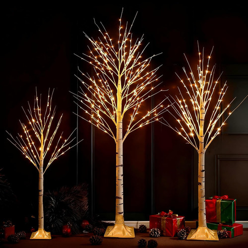 Set lighted birch tree - of,