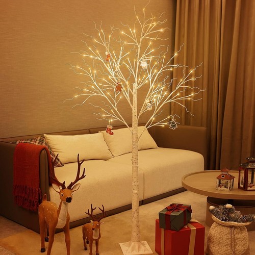 Lighted white birch tree - lighted,
